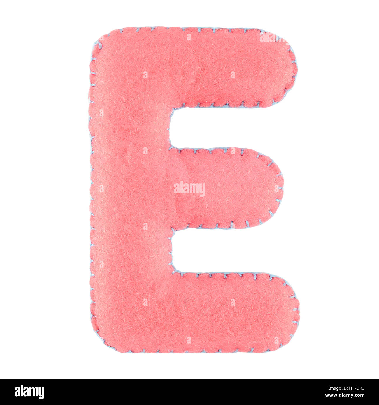E- letter from pink felt. Collection of colorful handmade English alphabet isolate on white background Stock Photo