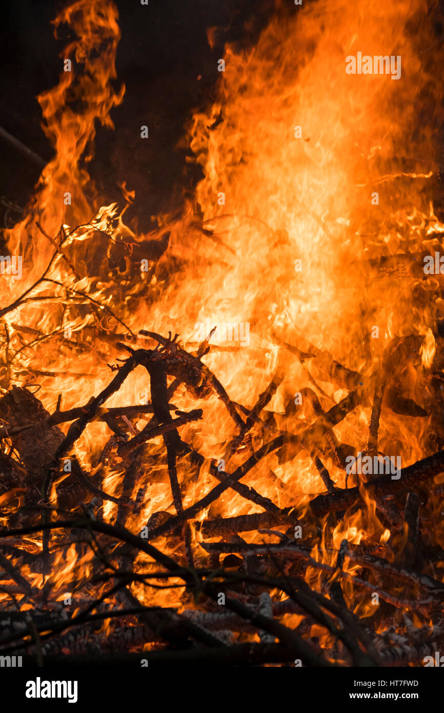 A garden bonfire burning Stock Photo Alamy