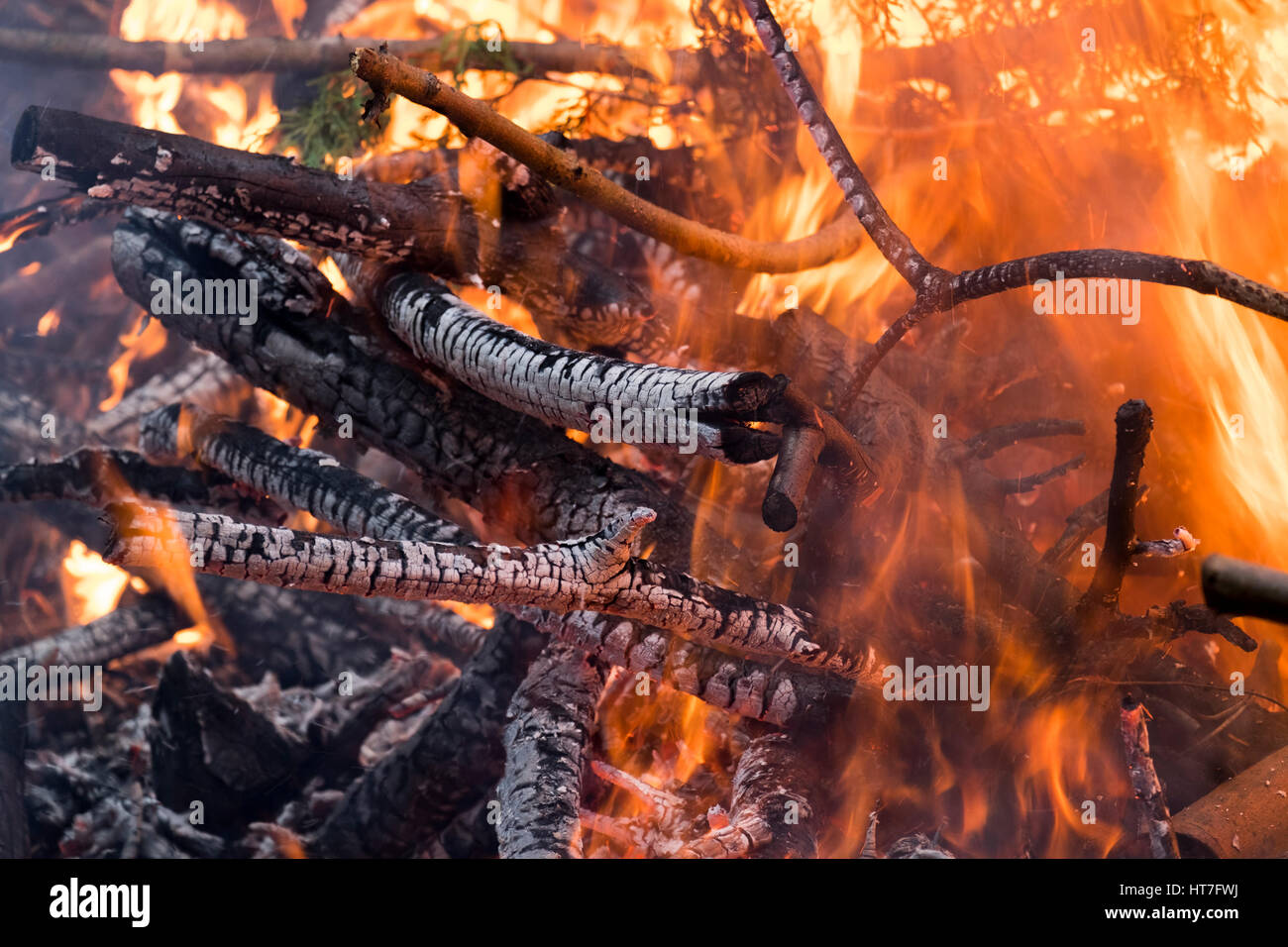 A garden bonfire burning Stock Photo Alamy