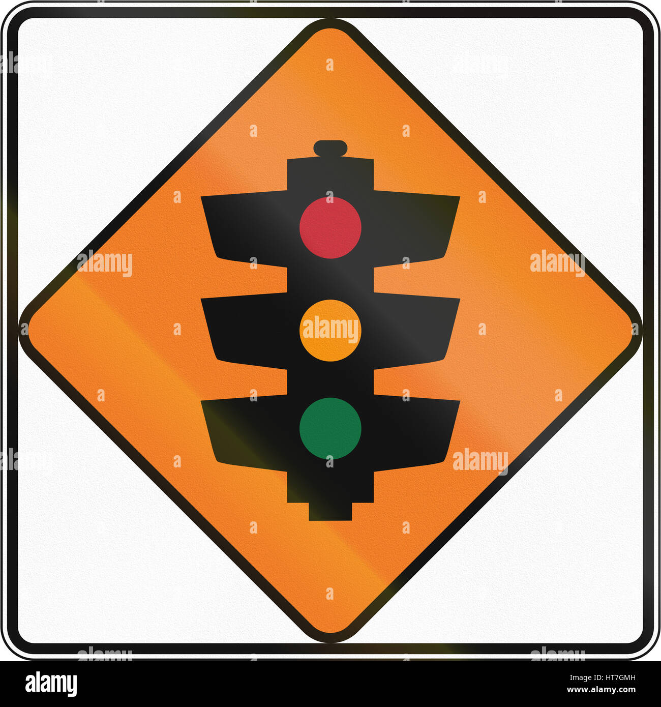 New Zealand road sign Temporary traffic signals ahead Stock Photo Alamy
