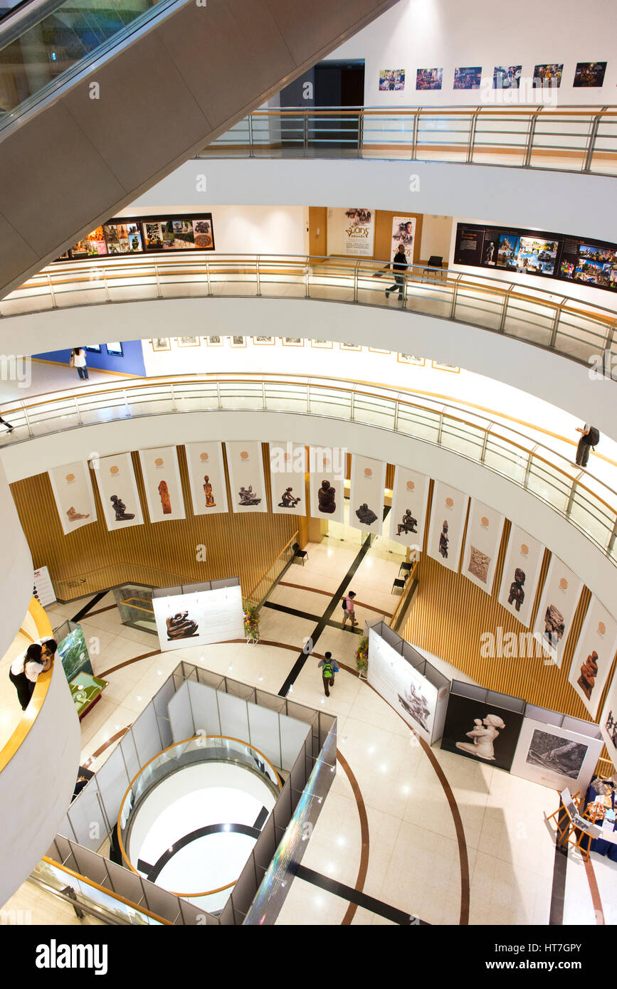 Main atrium and art displays in the Bangkok Art And Culture Centre. Stock Photo