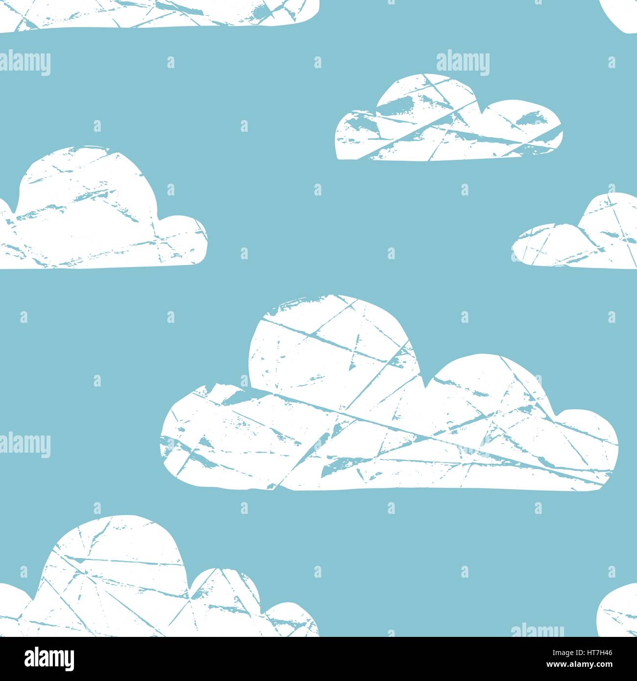Cute seamless pattern with simple hand drawn textured clouds Stock ...