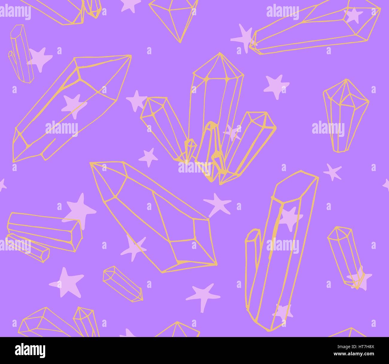 Hand drawn vector background with crystals and stars Stock Vector Image ...