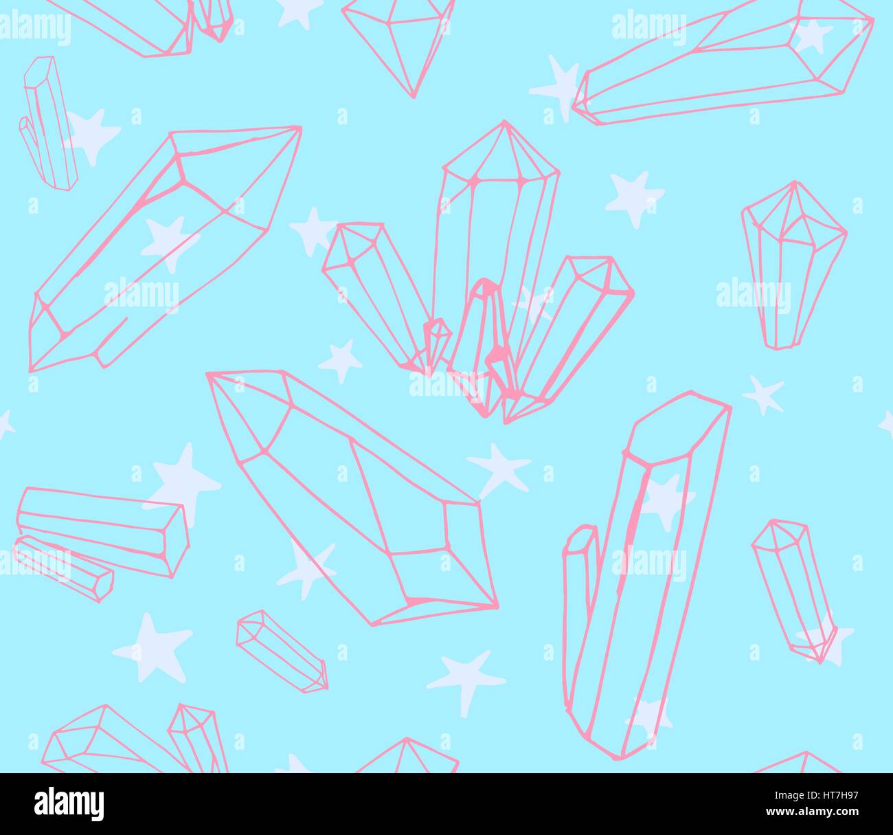 Hand drawn vector background with crystals and stars Stock Vector Image ...