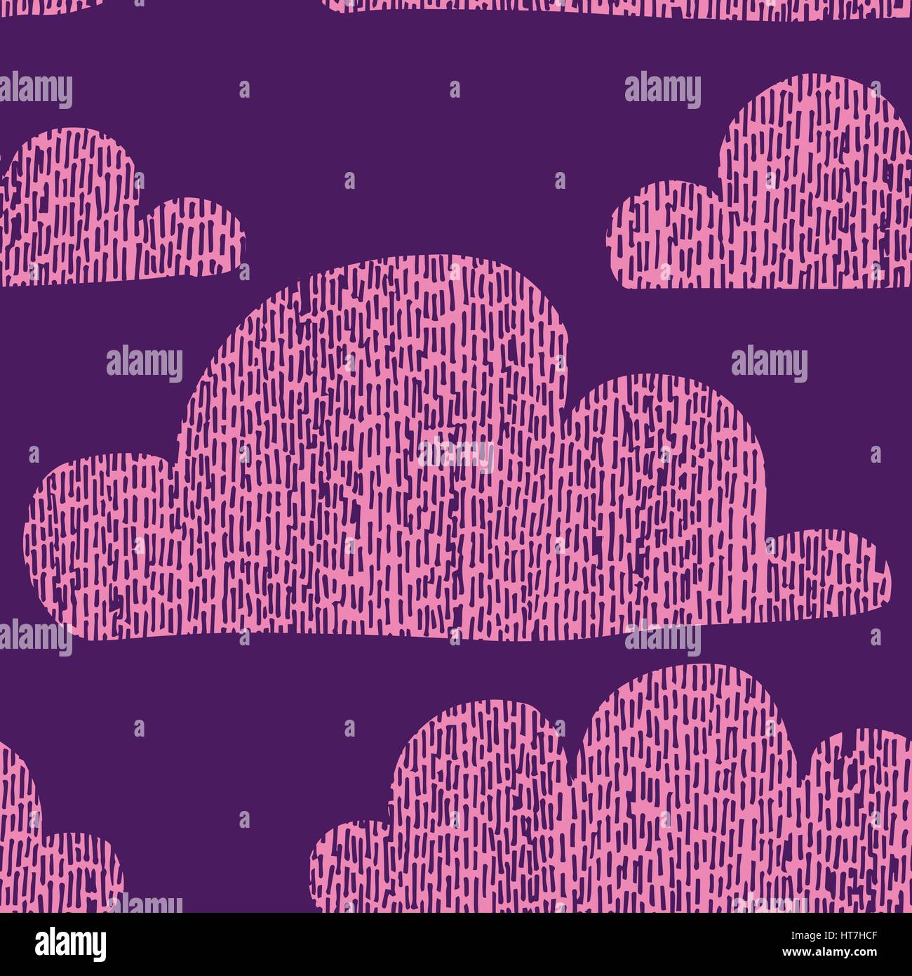 Cute seamless pattern with simple hand drawn textured clouds Stock ...