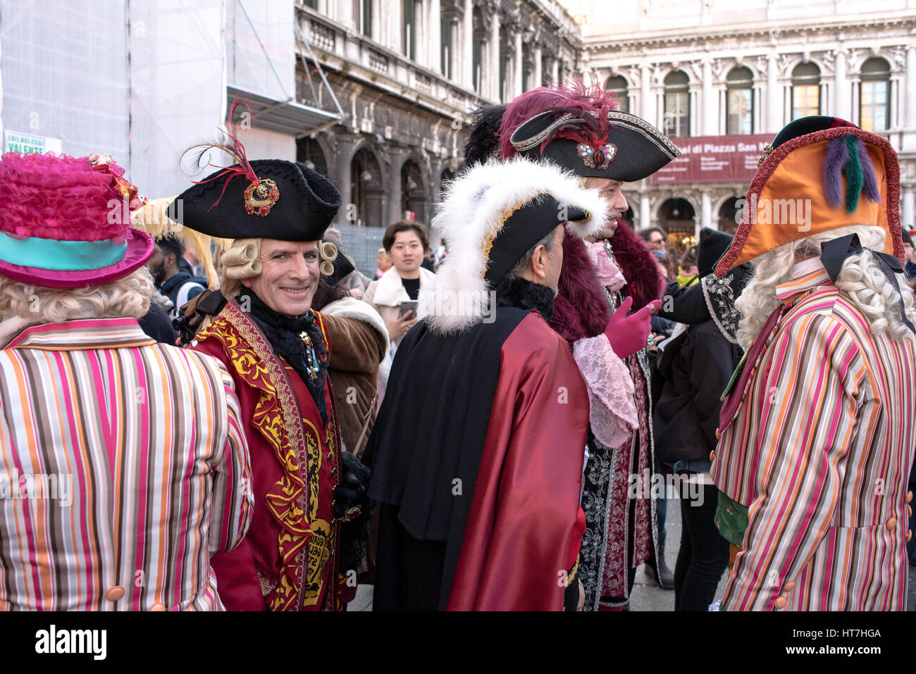 Group of gentlemen, Venice Carnival, 2017 Stock Photo