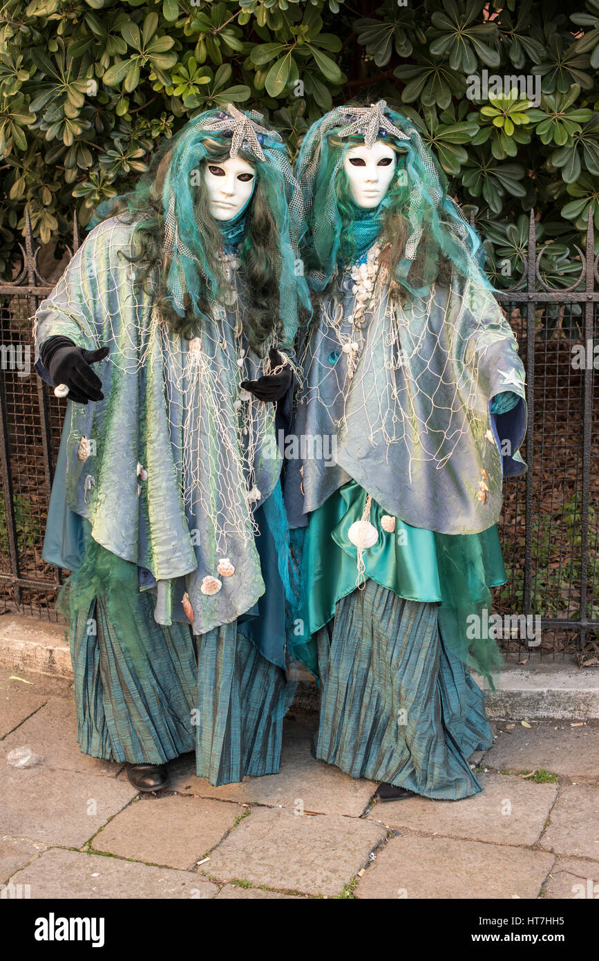 Two 'Sea People' from the Carnival of Venice, 2017 Stock Photo
