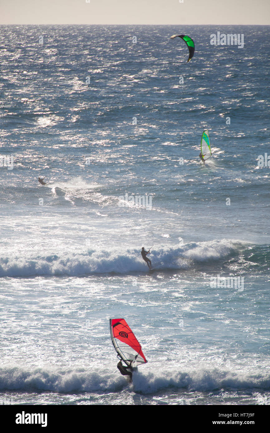 Windsurfers At Prevelly Beach In Western Australia Stock Photo