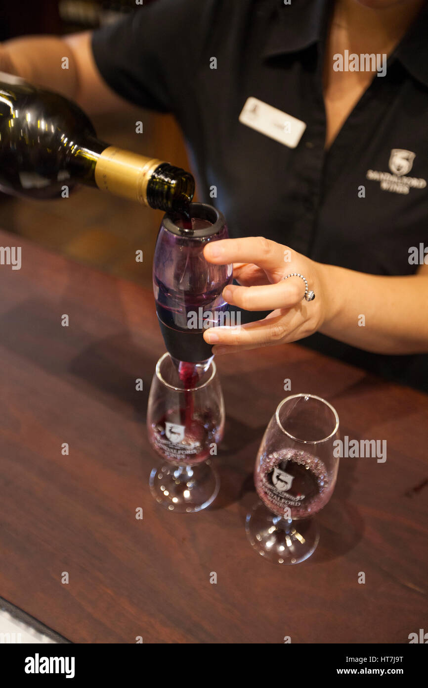 High Angle View Of A Wine Tasting At  Sandalford Winery In Western Australia Stock Photo