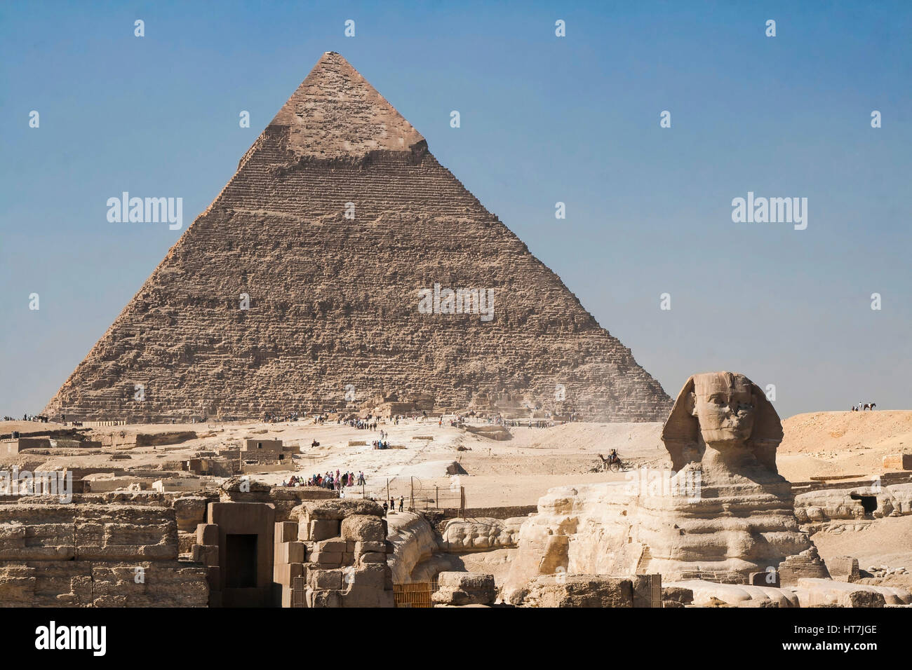 Great Pyramid Of Giza And Sphinx In Egypt Stock Photo