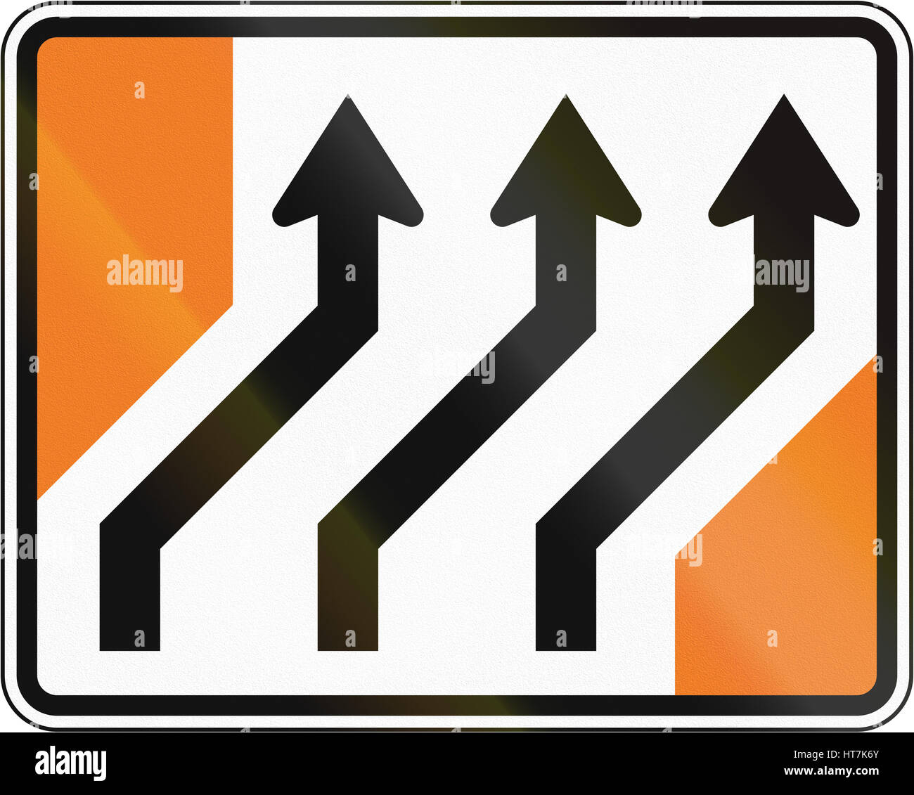 Road Shift Sign New Zealand road sign - Lanes shift to right Stock Photo - Alamy