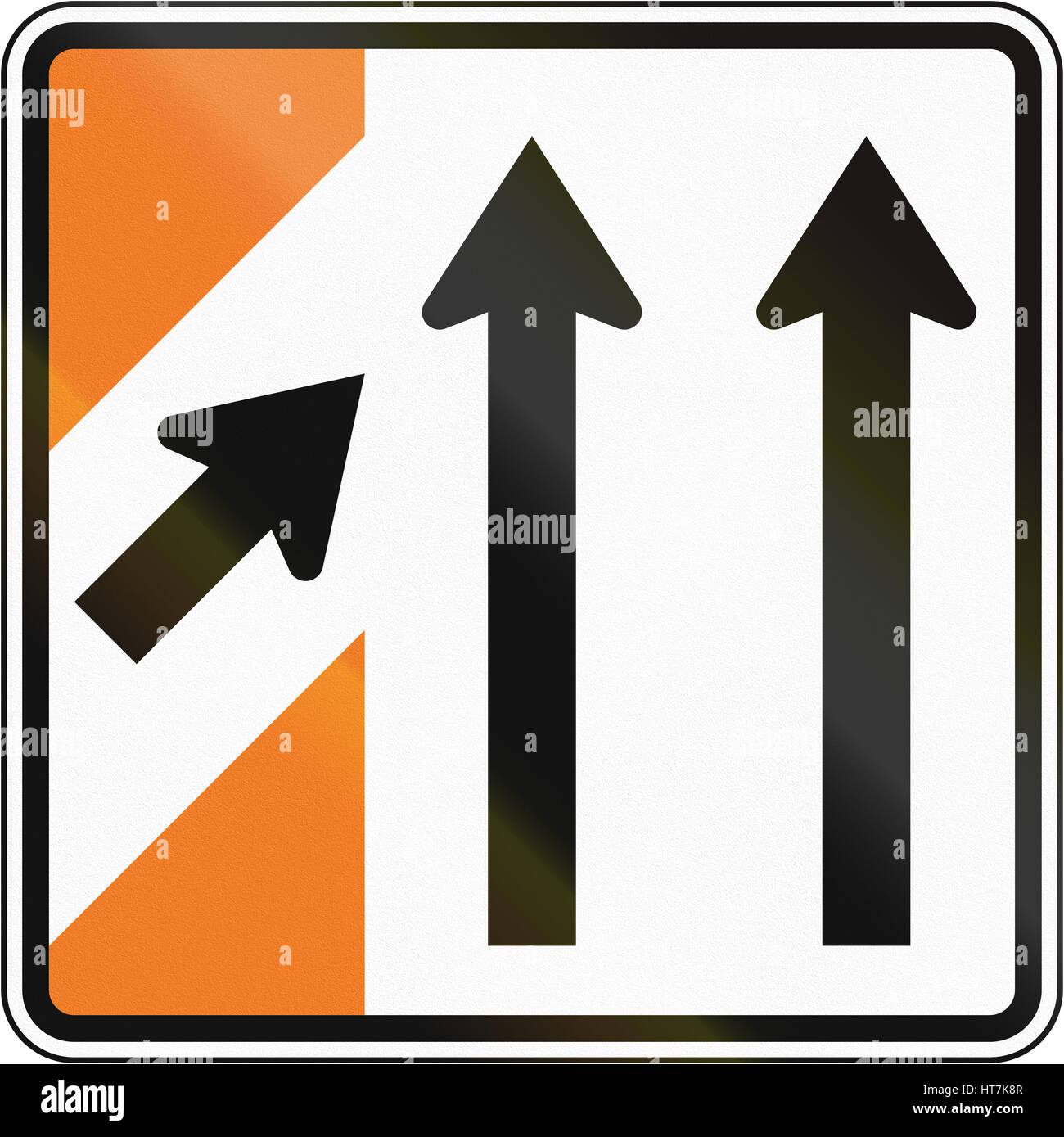New Zealand road sign Merging traffic (sign for major road Stock Photo Alamy