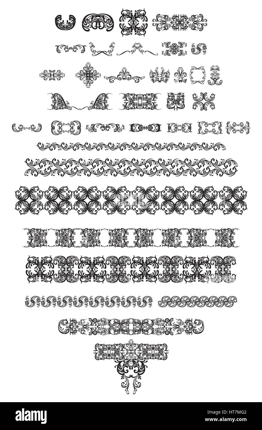 Vector set of line art decor on white background Stock Vector Image ...