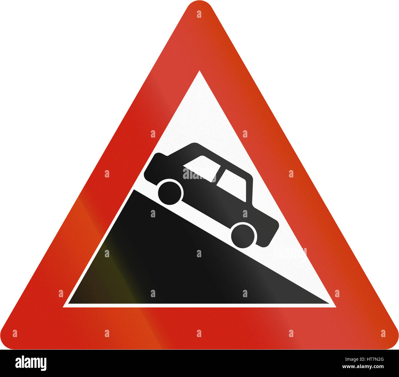 Warning Steep Downhill Sign Stock Illustration - Download Image Now - Car,  Moving Down, Steep - iStock