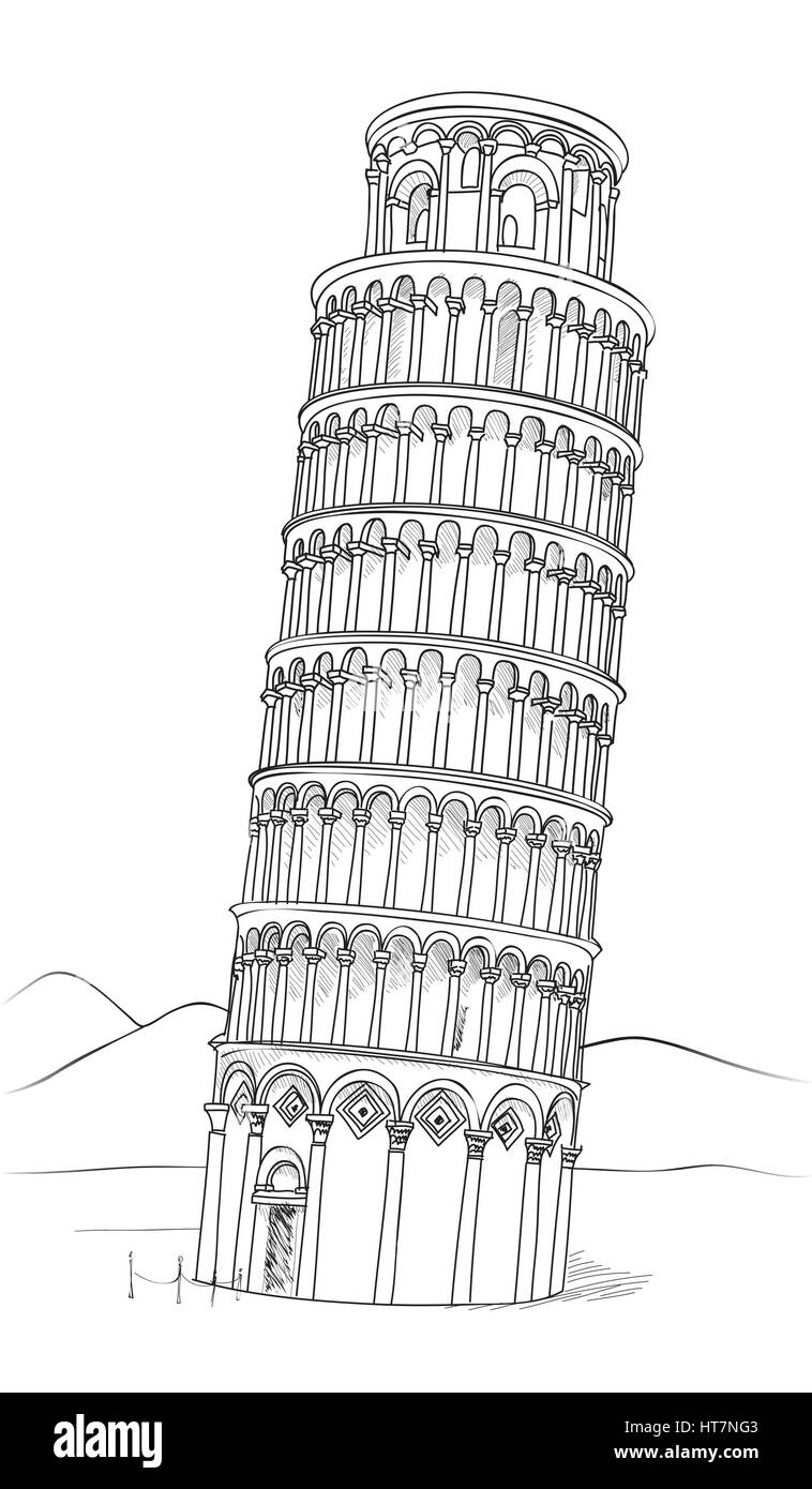One continuous line drawing of Pisa Tower landmark. Beautiful historical  iconic place in Piazza del Duomo. Home wall decor art poster print. Modern  single line draw design vector graphic illustration Stock Vector |