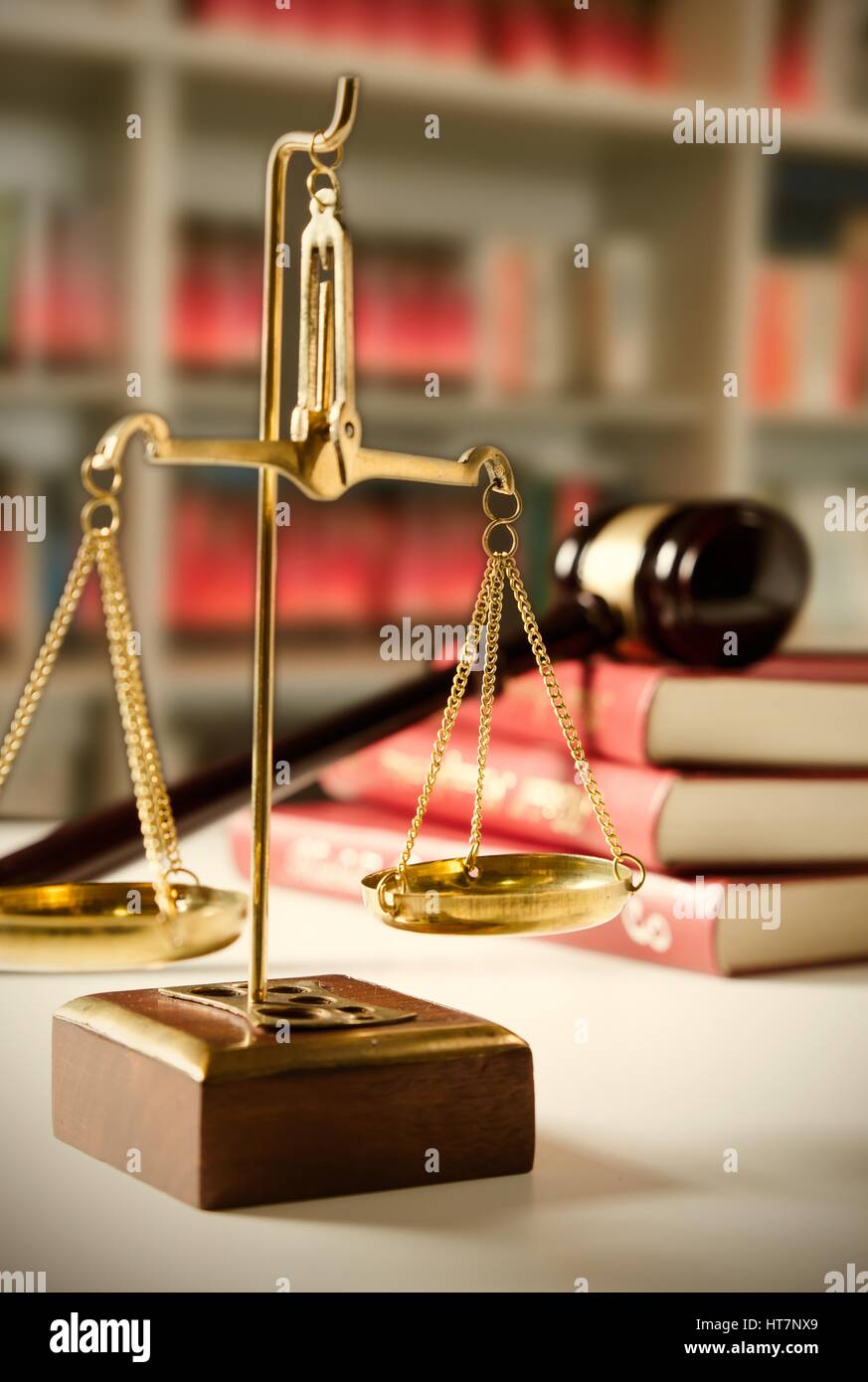 Scale of Justice. Law composition with gavel on books in background Stock  Photo - Alamy