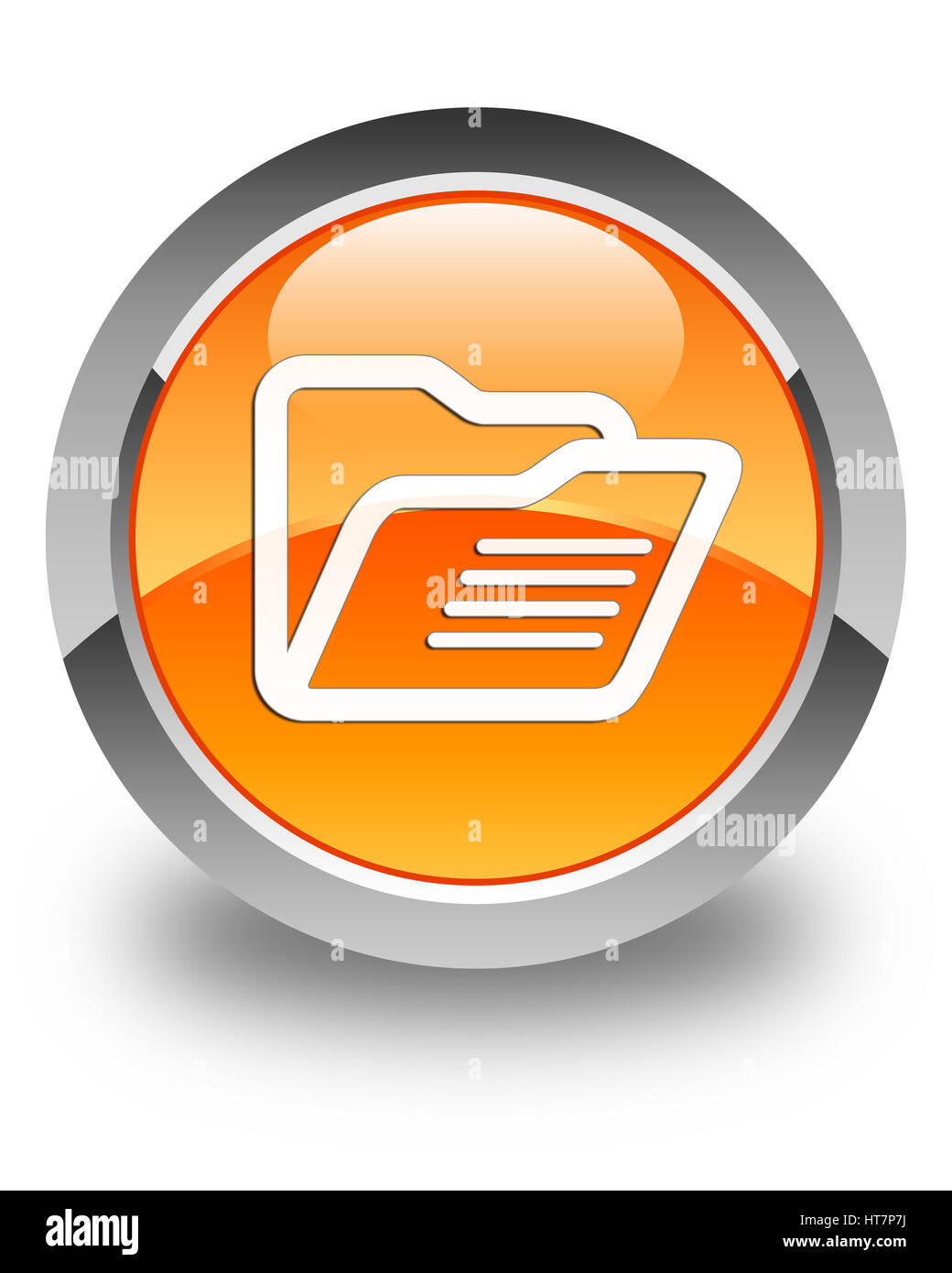 Folder icon isolated on glossy orange round button abstract
