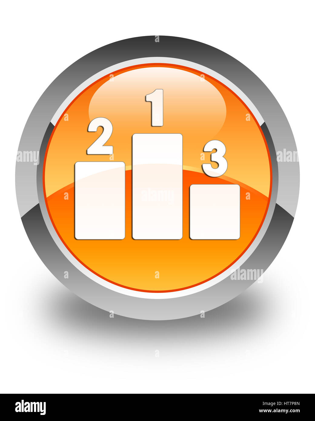 Podium icon isolated on glossy orange round button abstract illustration Stock Photo