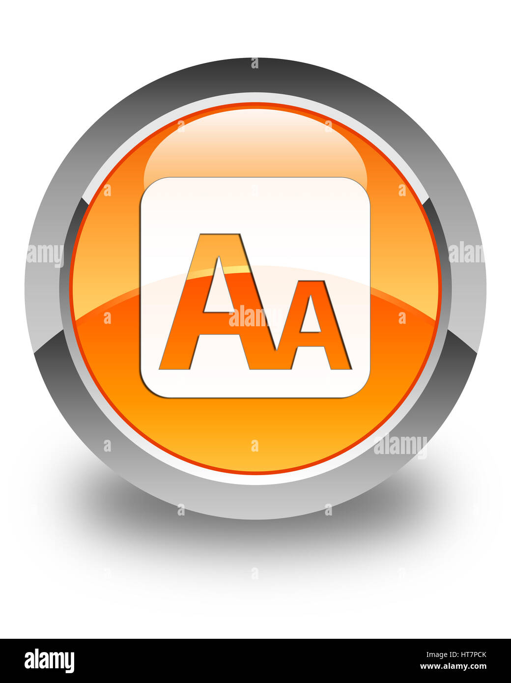 Font size box icon isolated on glossy orange round button abstract illustration Stock Photo