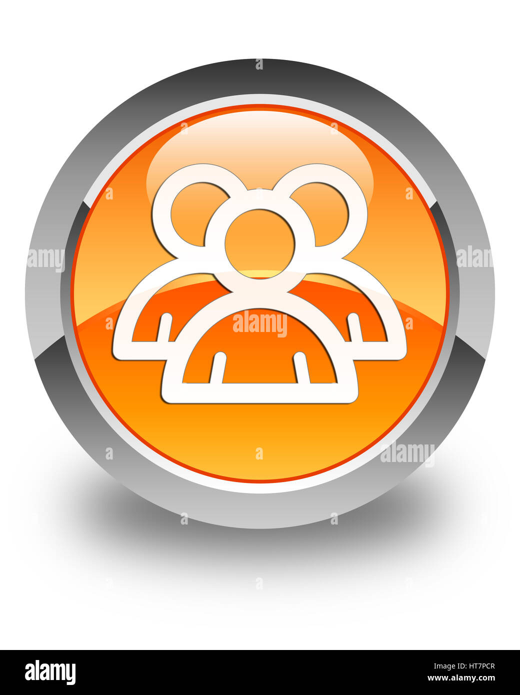 Group icon isolated on glossy orange round button abstract illustration ...