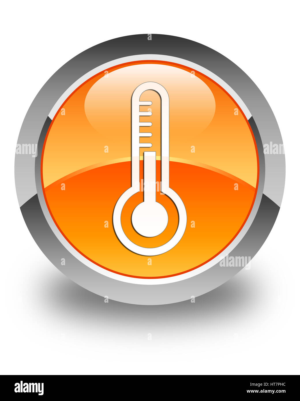 Thermometer icon isolated on glossy orange round button abstract illustration Stock Photo