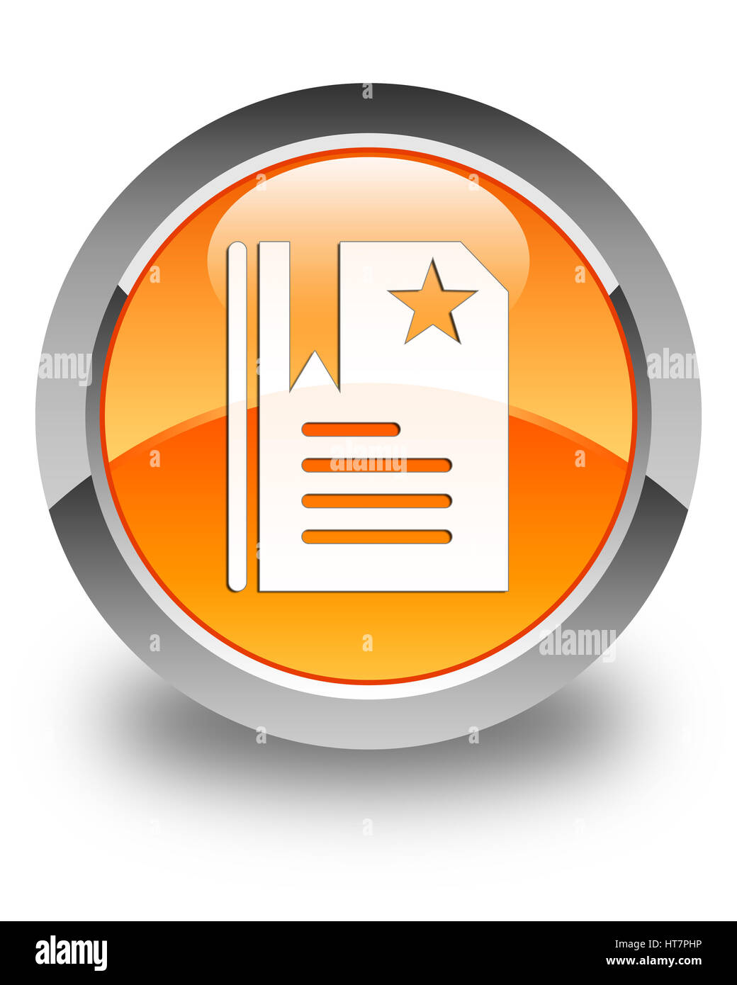 Bookmark icon isolated on glossy orange round button abstract illustration Stock Photo