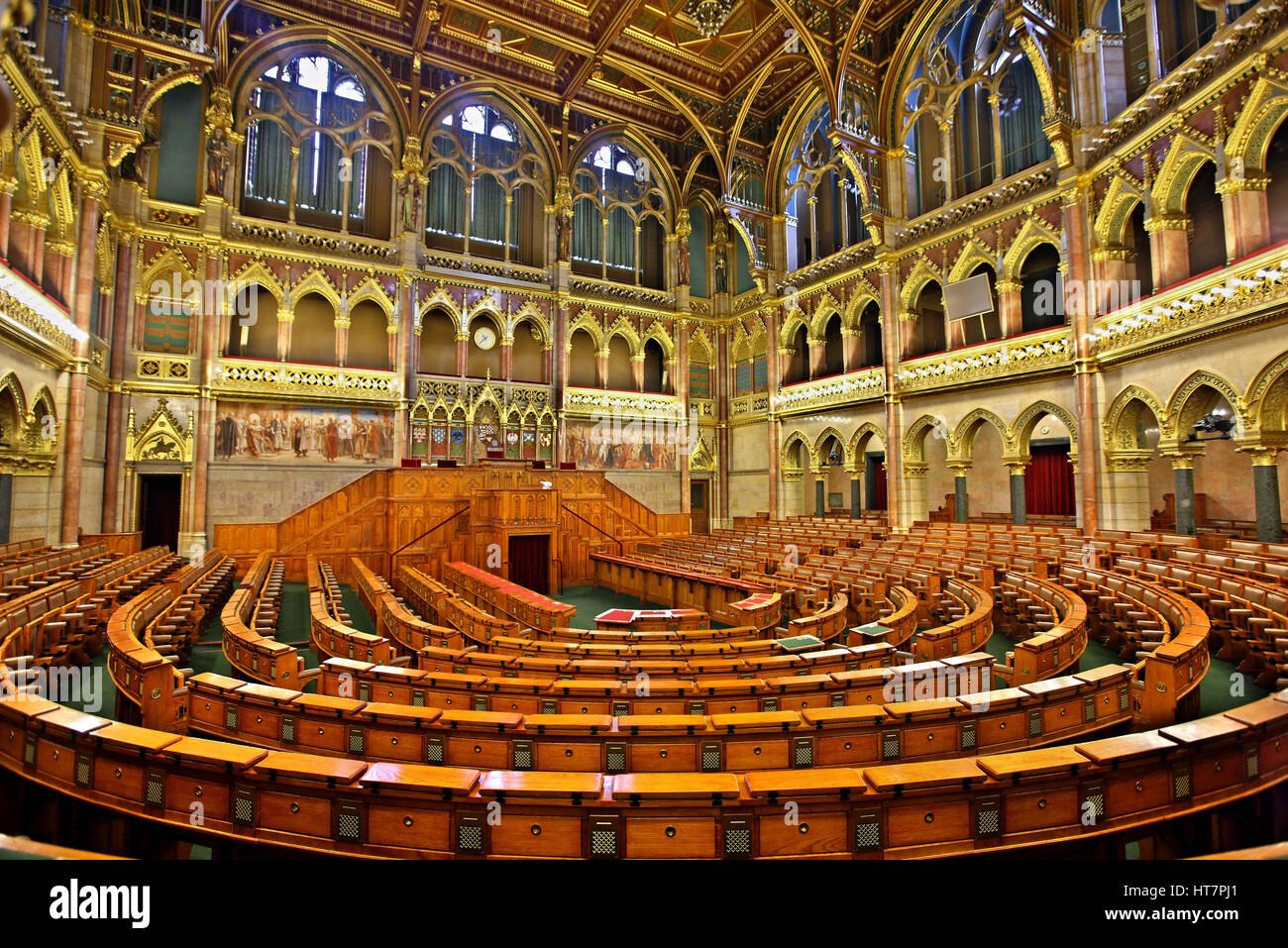 The chamber of the Lower House of the Hungarian Parliament, Budapest ...