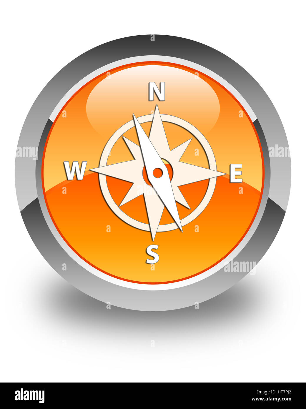 Compass icon isolated on glossy orange round button abstract illustration Stock Photo