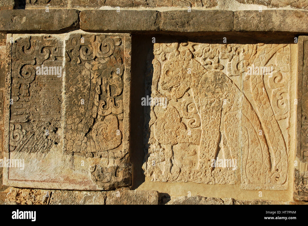 Temple of the Warriors - bas-reliefs / Chichen Itza, Mexico Stock Photo