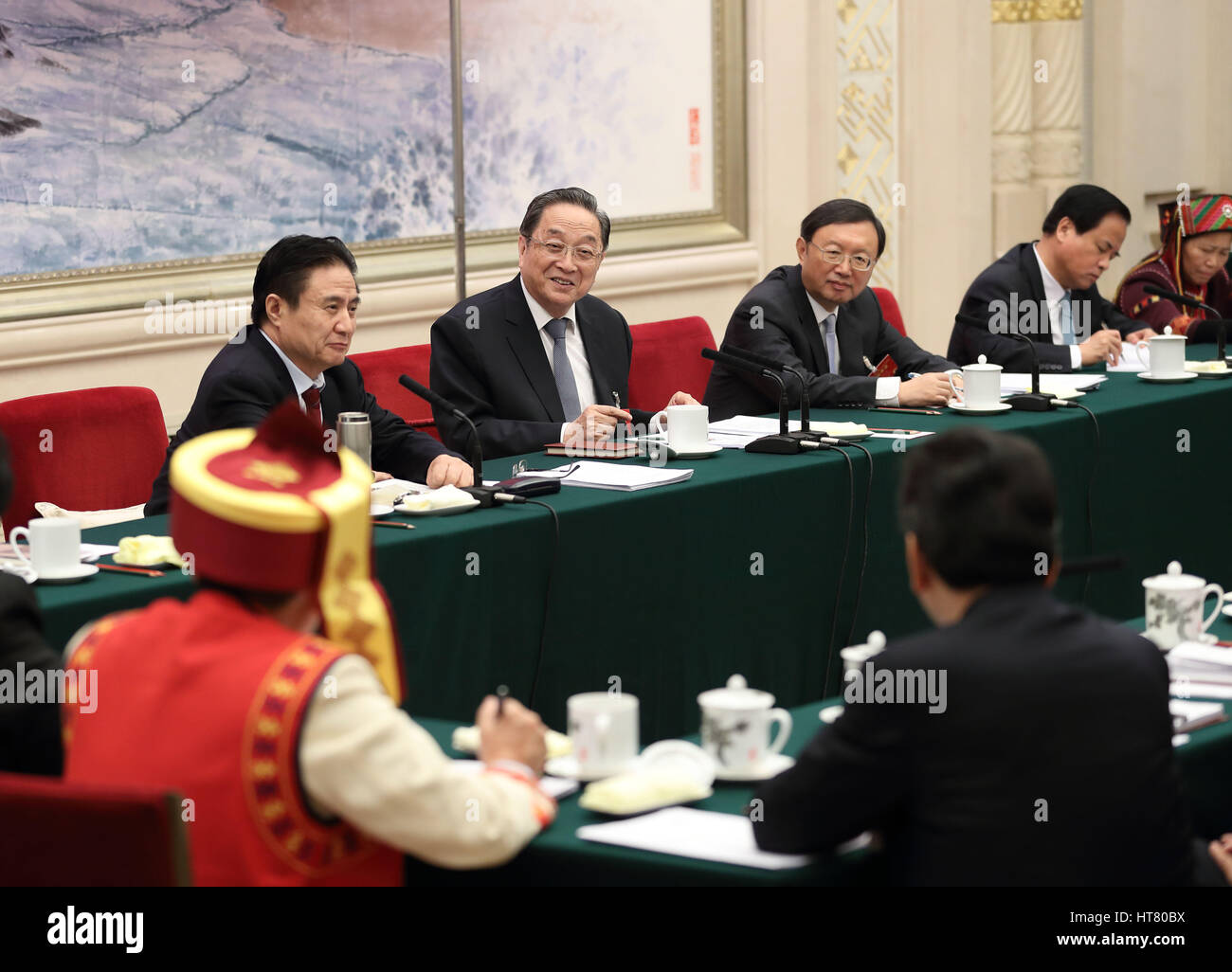 Beijing, China. 8th Mar, 2017. Yu Zhengsheng, chairman of the National ...