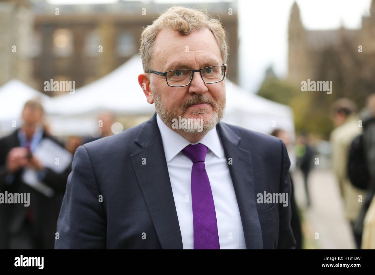 College Green, London, UK 8 Mar 2017 - David Mundell Secretary of State for Scotland on College Green on Budget Day Stock Photo