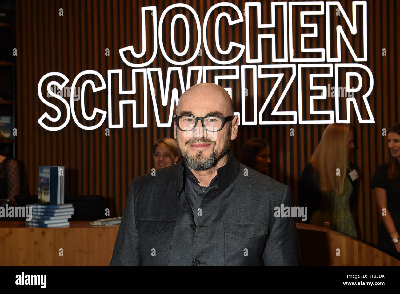 Taufkirchen, Germany. 08th Mar, 2017. Entrepreneur Jochen Schweizer at the so-called red carpet opening of a theme park at the Jochen Schweizer Arena in Taufkirchen, Germany, 08 March 2017. Photo: Felix Hörhager/dpa/Alamy Live News Stock Photo