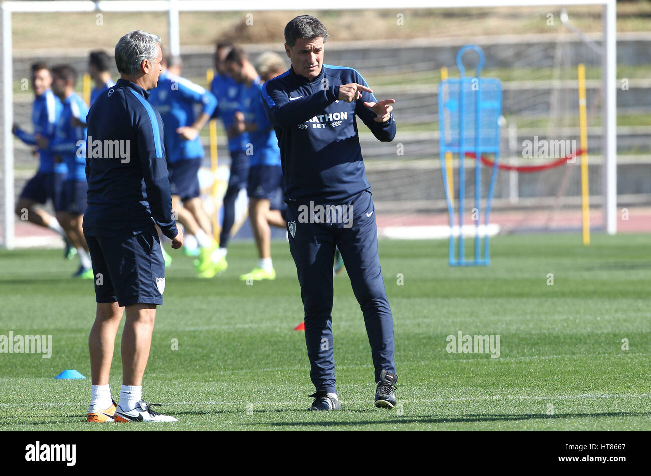 March 8, 2017. 8th Sep, 2017. MÂ¡Laga, AndalucÂa, Spain - Spanish Primera Division team Malaga CF's new head coach Jose Miguel Gonzalez 'Michel' (2-R) leads his first training session at Ciudad de Malaga stadium in Malaga, southern Spain, 08 March 2017. Michel was appointed a day before to replace Uruguayan Marcelo Romero. The team prepares its upcoming Primera Division game against Alaves on next 11 March at Malaga's La Rosaleda Stadium Credit: Fotos Lorenzo Carnero/ZUMA Wire/Alamy Live News Stock Photo