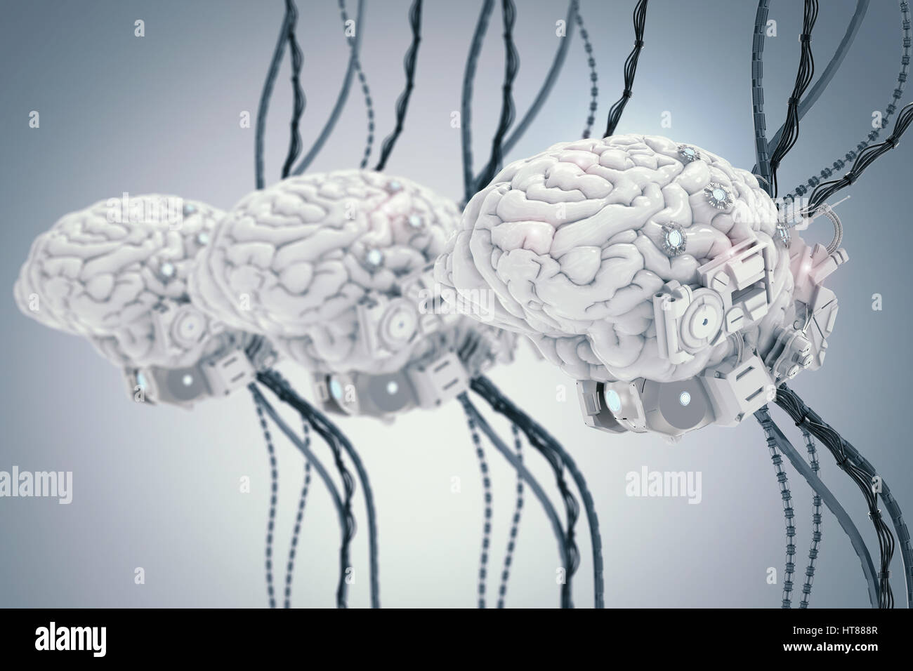 3d rendering robot brain with wires Stock Photo Alamy