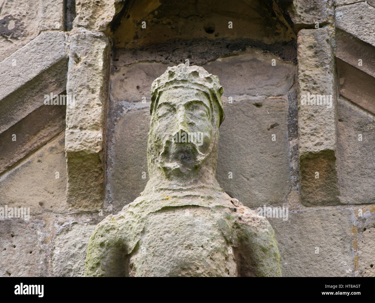Staute of Henry IV on St Mary Magdalene's Church at Battlefield, Shrewsbury, Shropshire. Stock Photo