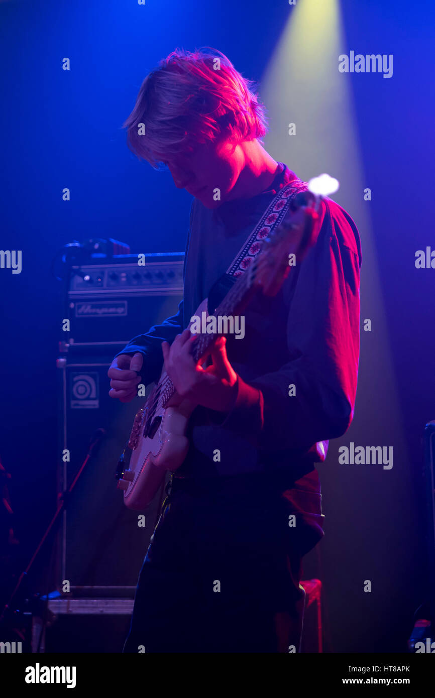 London, UK. 07th Mar, 2017. American rock band The Orwells perform on stage at Scala. The Orwells are an American rock band from Elmhurst, IL, a western suburb of Chicago. The members include Mario Cuomo (vocals), Dominic Corso (guitar), Matt O'Keefe (guitar), Grant Brinner (bass), and Henry Brinner (drums). Credit: Alberto Pezzali/Pacific Press/Alamy Live News Stock Photo