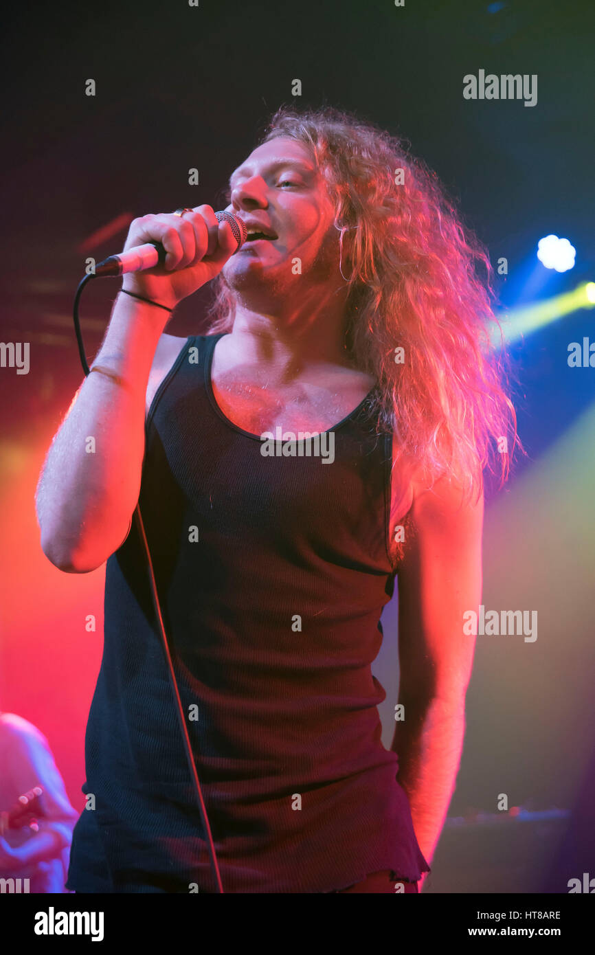 London, UK. 07th Mar, 2017. American rock band The Orwells perform on stage at Scala. The Orwells are an American rock band from Elmhurst, IL, a western suburb of Chicago. The members include Mario Cuomo (vocals), Dominic Corso (guitar), Matt O'Keefe (guitar), Grant Brinner (bass), and Henry Brinner (drums). Credit: Alberto Pezzali/Pacific Press/Alamy Live News Stock Photo