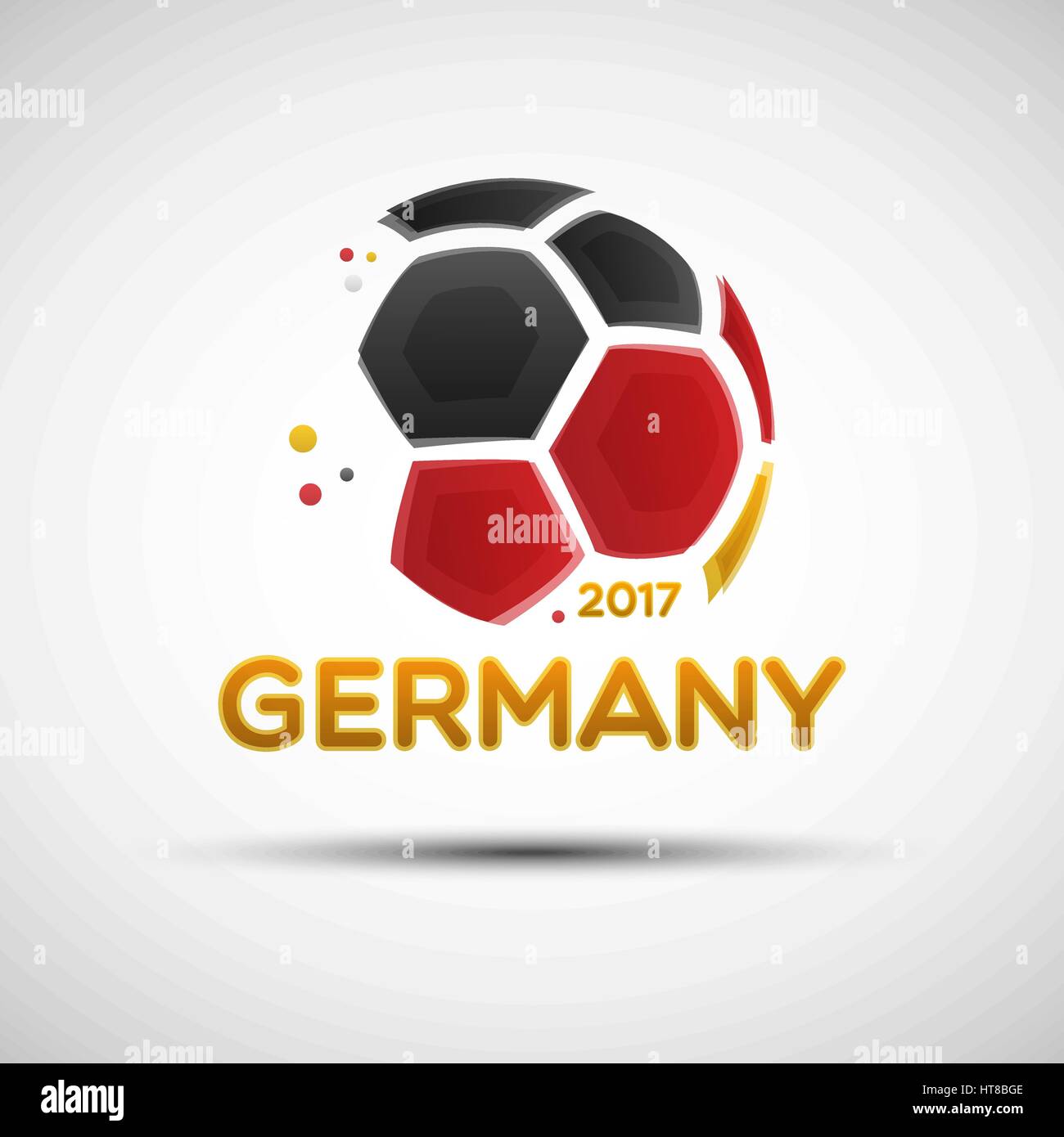 Football championship banner. Flag of Germany. Vector illustration of abstract soccer ball with German national flag colors for your design Stock Vector