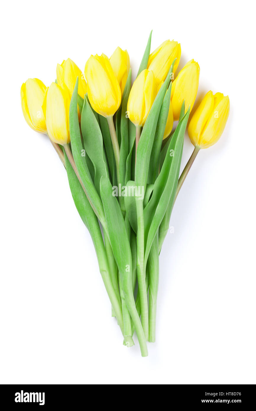 Yellow tulips bouquet. Isolated on white background Stock Photo - Alamy