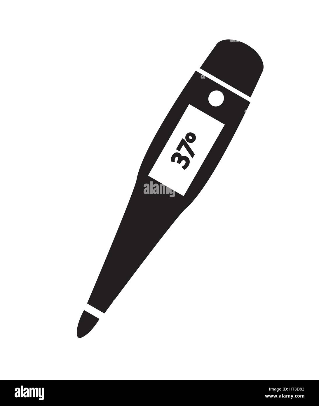 Black and white medical digital thermometer icon vector isolated in white background. Medical icons. Stock Vector