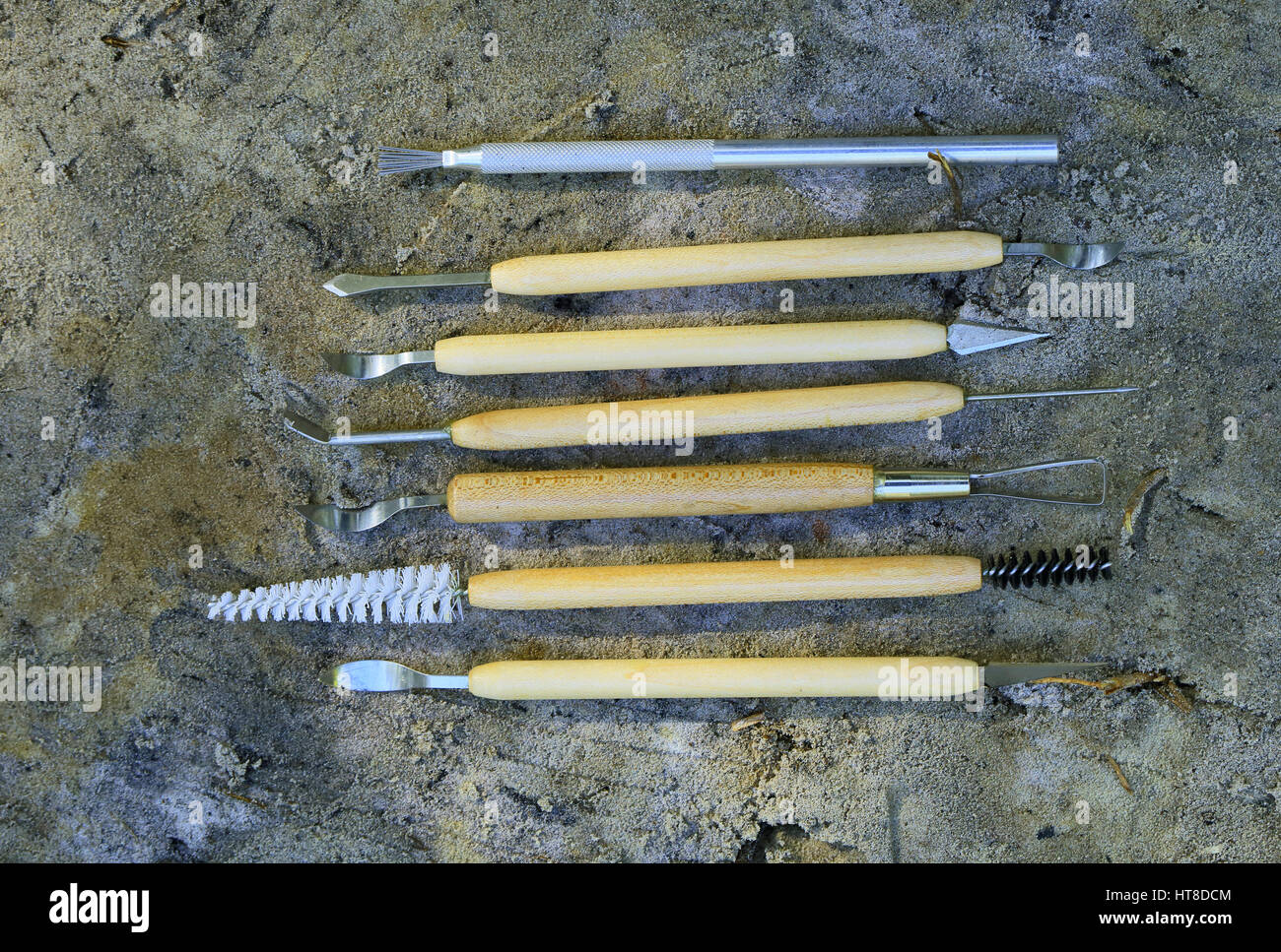 Tools for the job archaeologist finds for fine cleaning Stock Photo