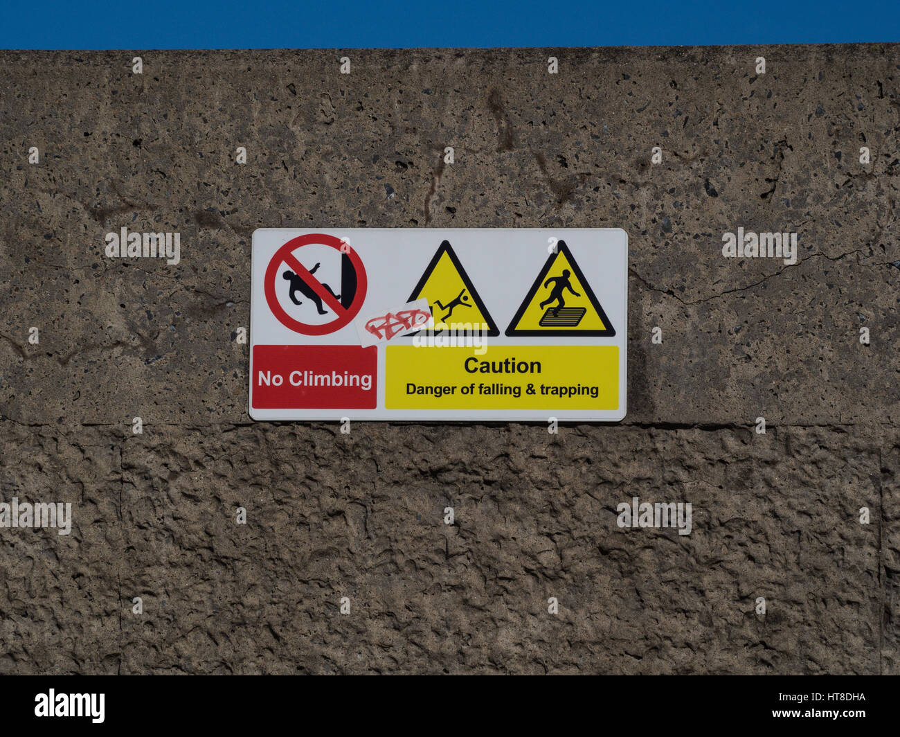 Misspelt warning sign Stock Photo