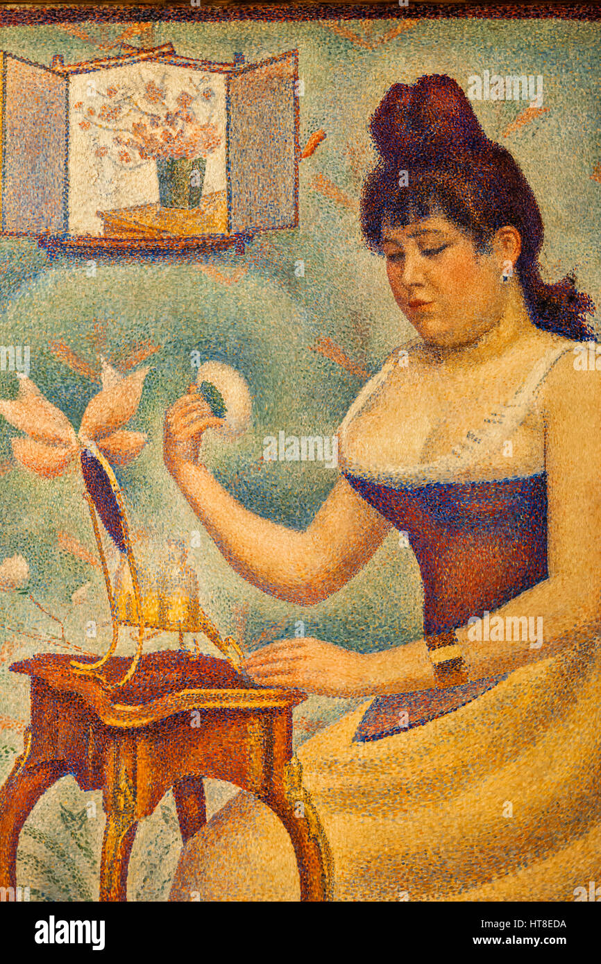 Painting titled Young Woman Powdering Herself  by Georges Seurat dated 1890 Stock Photo