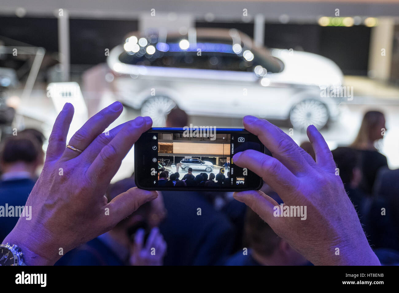 New Land Rover Velar luxury SUV on launch day at Geneva International Motor Show 2017 Stock Photo