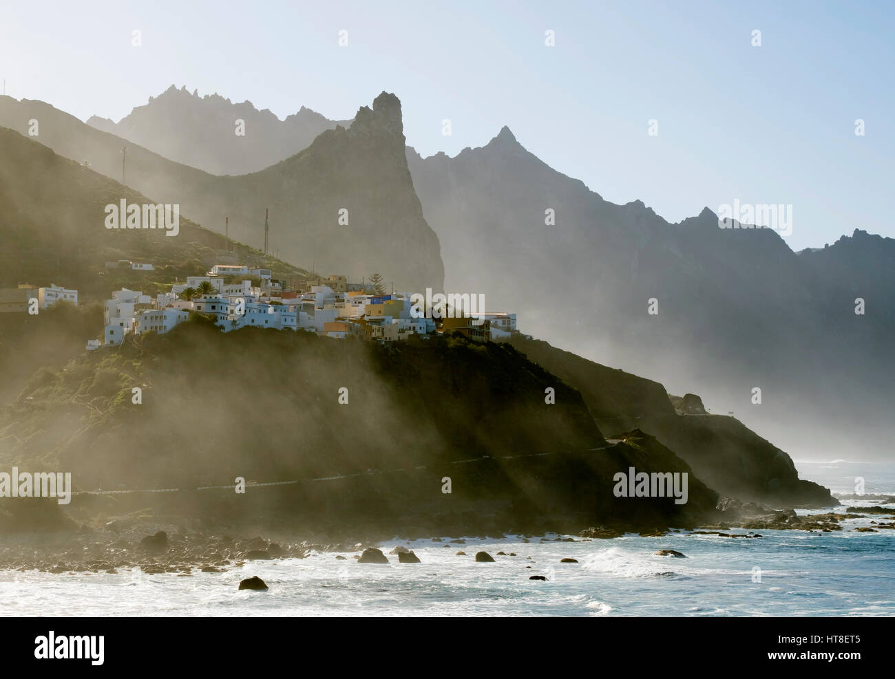 Rocky coast, village Almaciga, Macizo de Anaga, Tenerife, Canary Islands, Spain Stock Photo