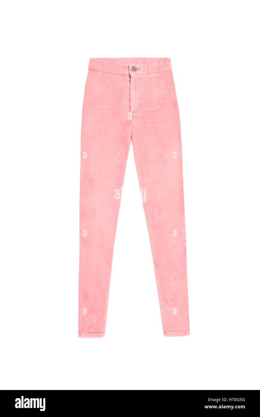 women's salmon pink skinny high waist 