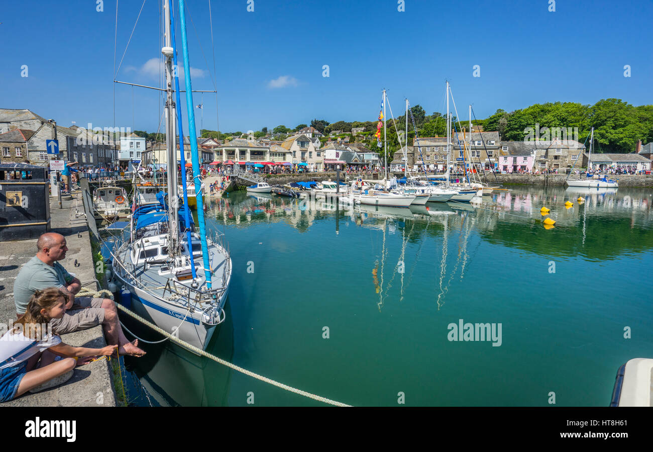 United Kingdom, South West England, Cornwall, Padstow Harbour and quayside Stock Photo