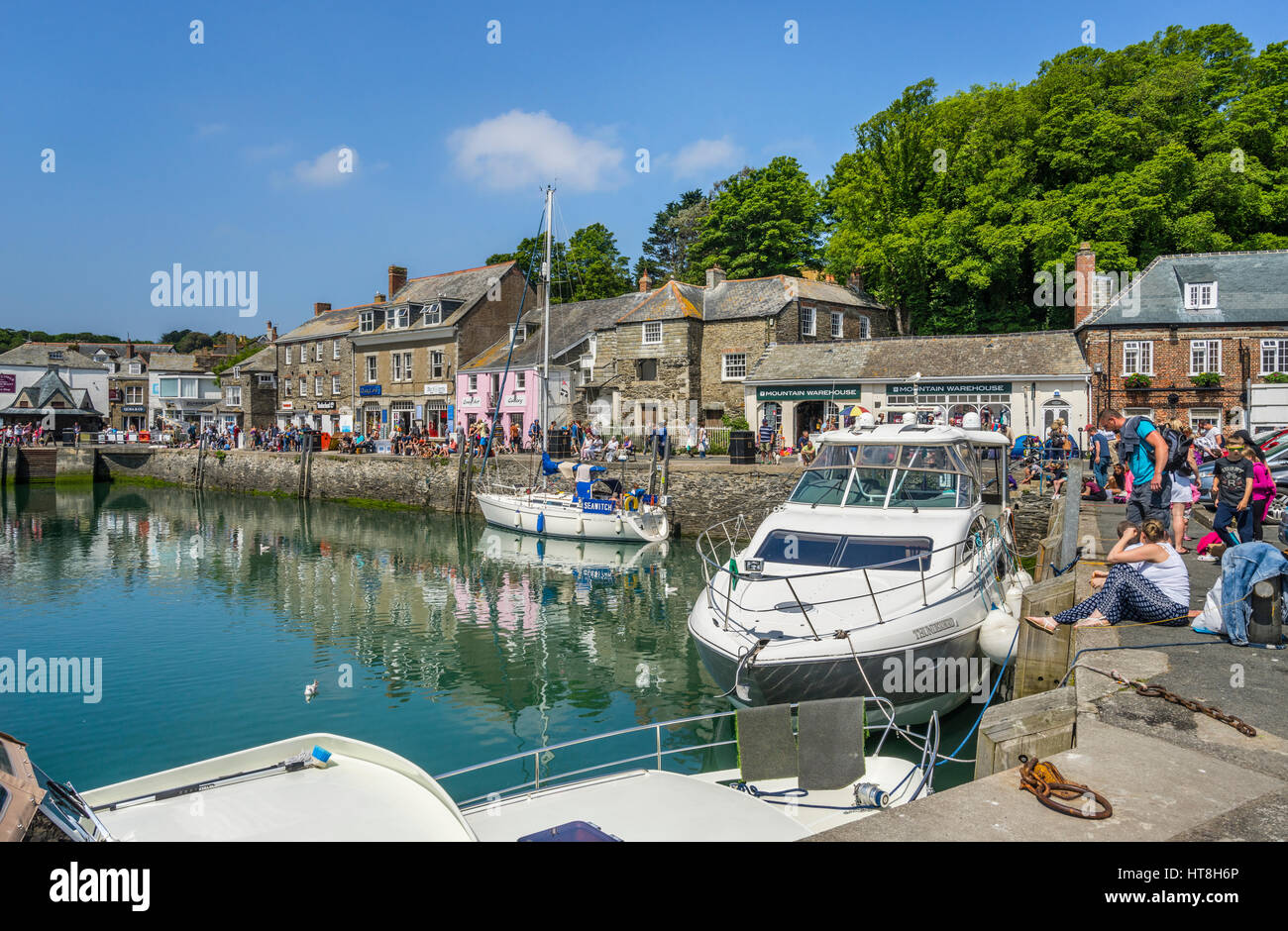 United Kingdom, South West England, Cornwall, Padstow Harbour and quayside Stock Photo
