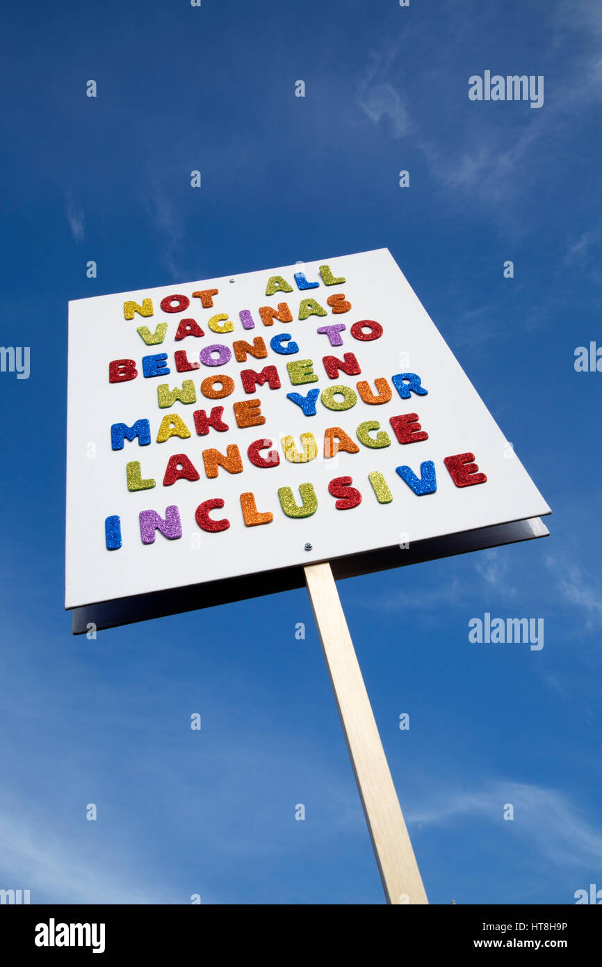 Protest placards at Repeal the 8th protest in Dublin city, Ireland. Stock Photo