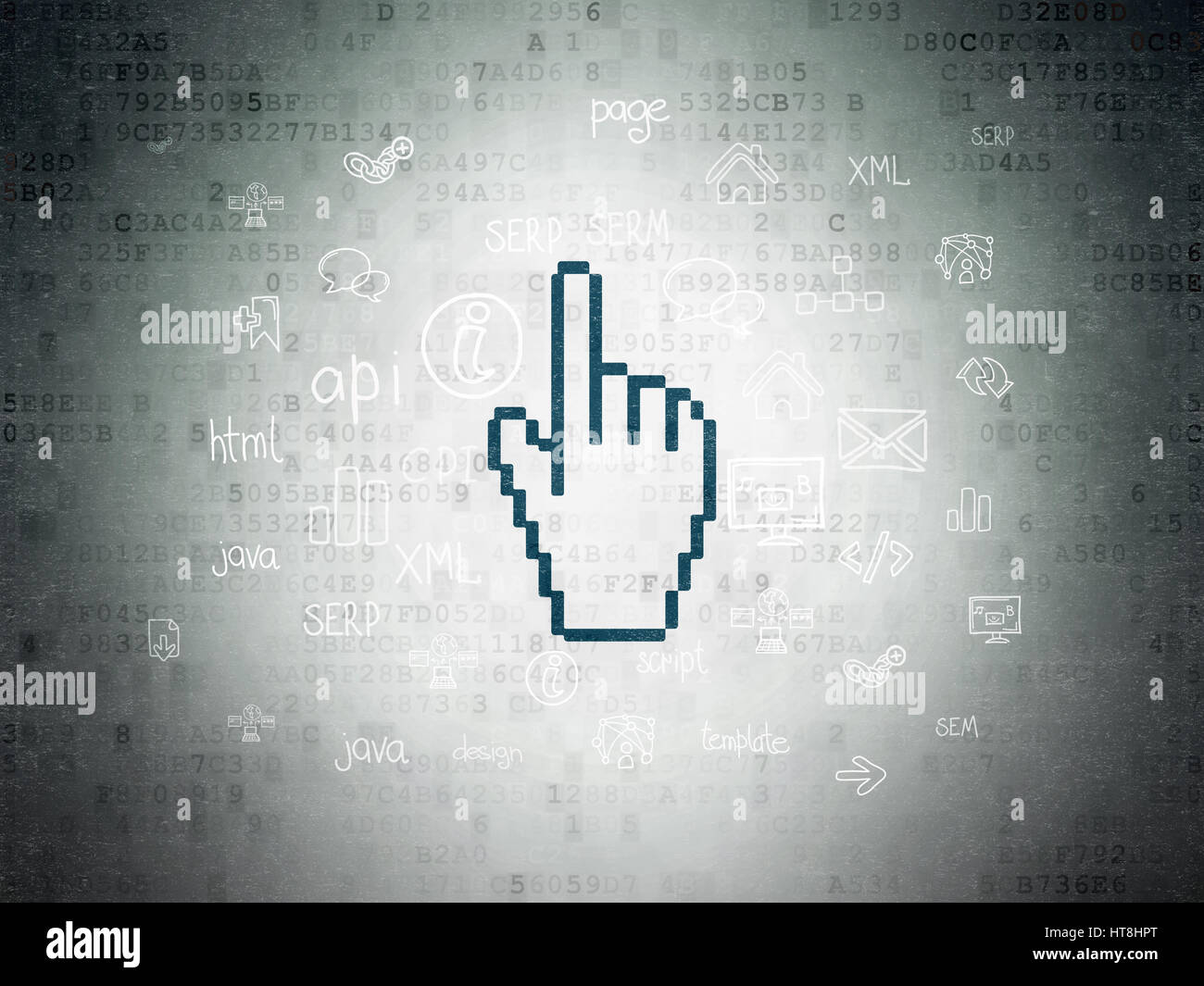 Web design concept: Mouse Cursor on Digital Data Paper background Stock ...